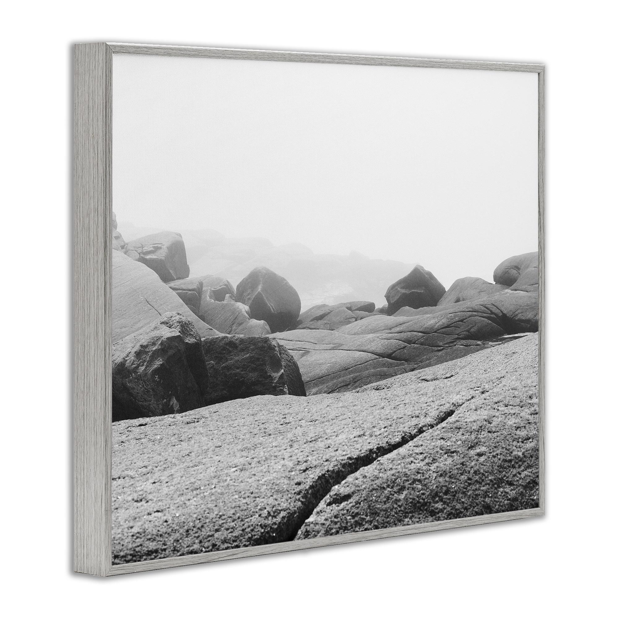 Rocks at Peggy's Cove Gray Framed Giclee Art, design by Clive Branson