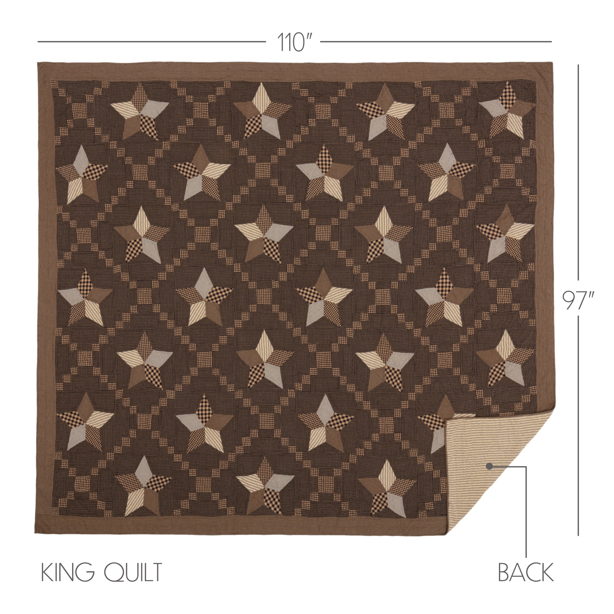 VHC Brands 9834 Farmhouse Star King Quilt 97x110