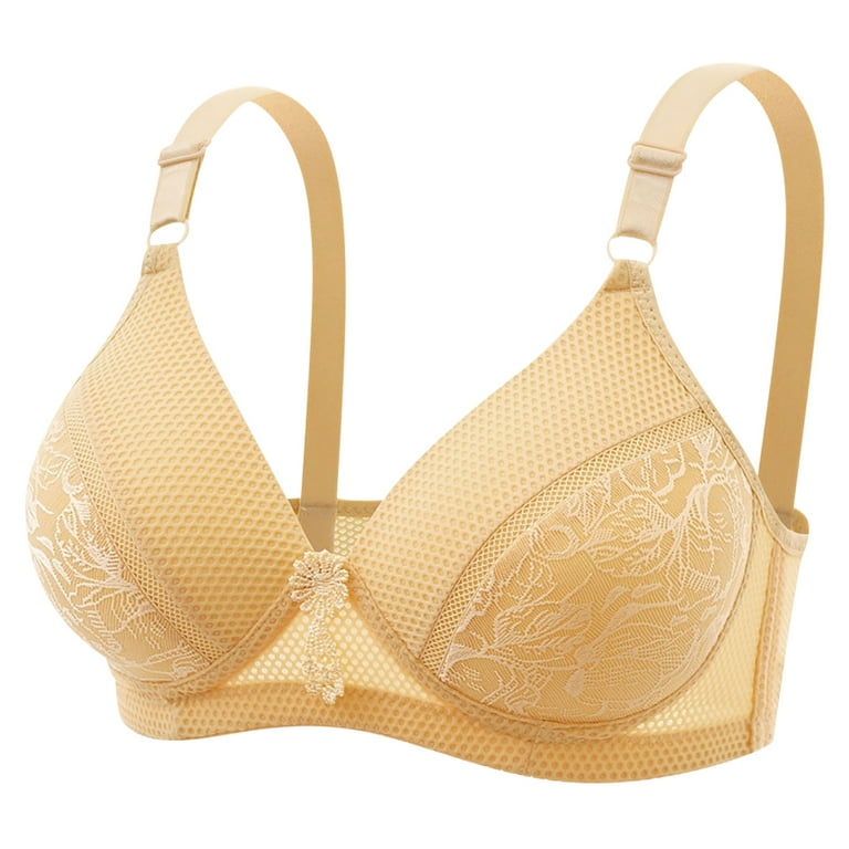 Pejock Everyday Bras for Women Ultimate Comfort Lift Wirefree Bra Sexy Bra  Without Steel Rings Medium Cup Large Size Breathable Gathered Underwear  Daily Bras No Underwire Yellow Cup Size 40/90B 
