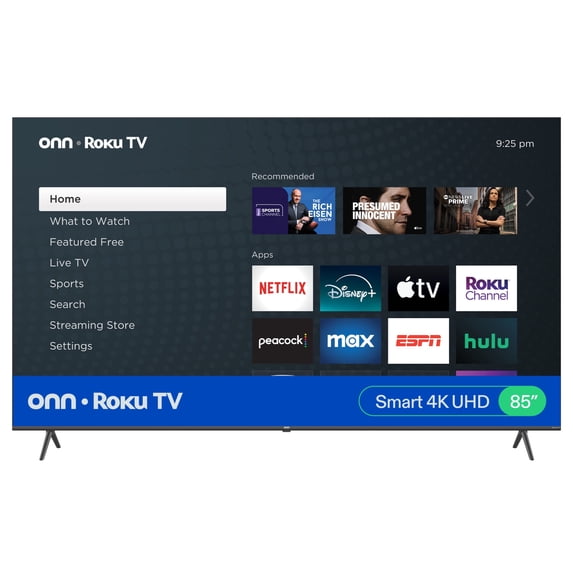 Open Box onn 85” Class 4K UHD Roku Smart Television, 100150805