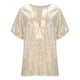 thumbnail image 4 of Blusa UMfun para mujer, tallas grandes, sexy, de manga corta, con lentejuelas, holgada, lisa, con cuello en V, color dorado, talla XL, 4 of 4