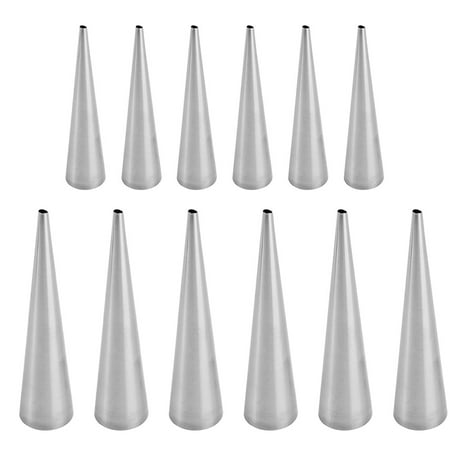

12pcs Stainless Steel Pastry Cream Horn Molds Conical Tube Cone Pastry Molds