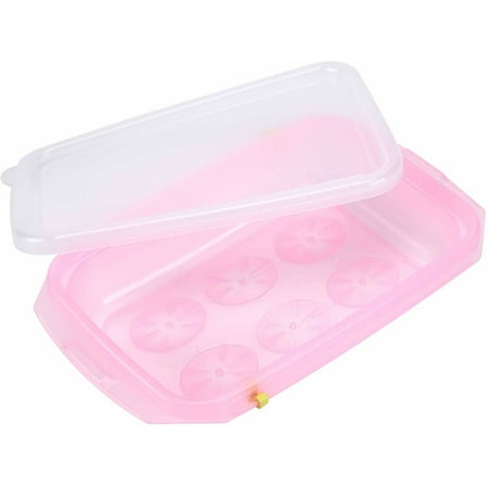 Cubbie Tray Lids - Easily Pop Out 1 Compartment Ice Cube, Food, Baby Food, Drinks BPA-Free PE Tray with Clear Lid, Pink