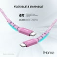 thumbnail image 3 of iHome 6' USB-C to USB-C Cable, Nylon Braided with Cable Wrap, Pink, 3 of 8
