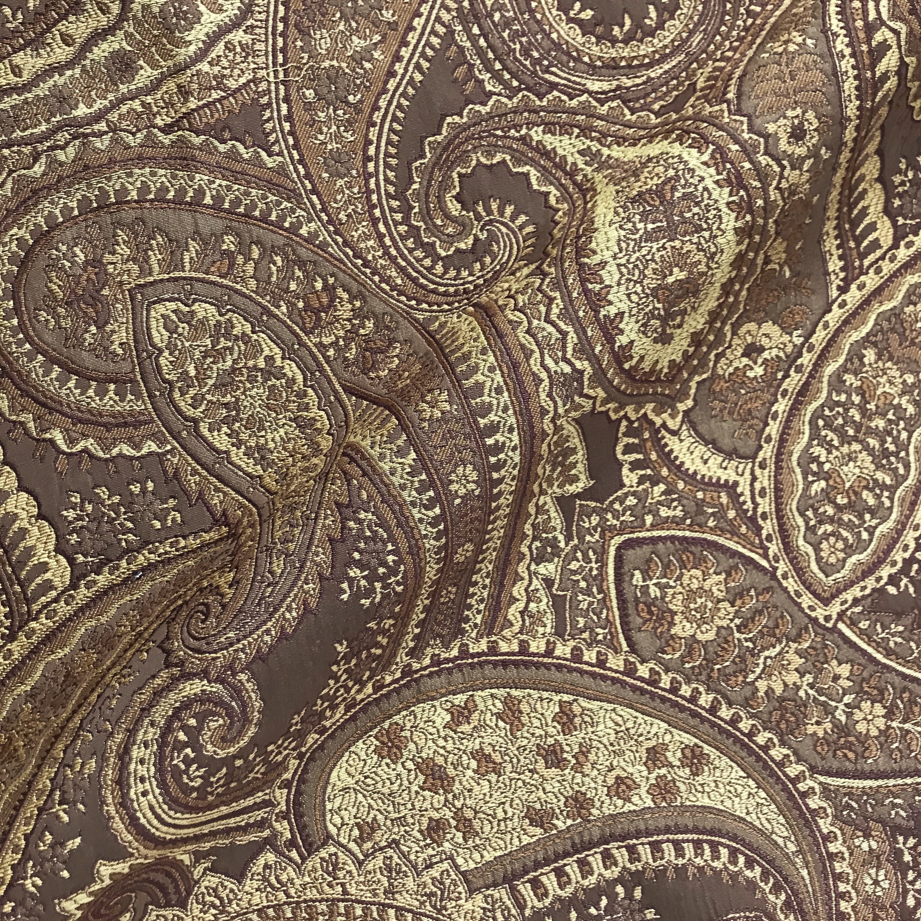 Scroll Swirl Jacquard Fabric, Gold / Grey, Heavy Upholstery, 54 Wide