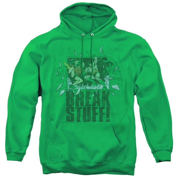 DC Comics Break Stuff Adult Pullover Hoodie Sweatshirt Kelly Green