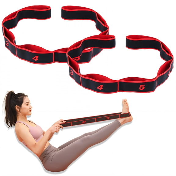 BESTSKY 2Pcs Yoga Strap,Multi Point Tension Resistance Bands for Working Out,Stretch Straps with Loops for Yoga,Pilates,Rehab,Fitness,Strength Training,Style1