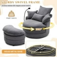 thumbnail image 4 of Aukfa Swivel Accent Chair 36" Oversized Barrel Chair with Storage Ottoman & Phone Holder for Living Room, 4 Pillows, Gray, 4 of 9