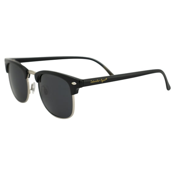 Islander Eyes Phuket Polarized Sunglasses for Men or Women Semi Silver Metal-Rimmed Black Frame w/ Smoke Lens