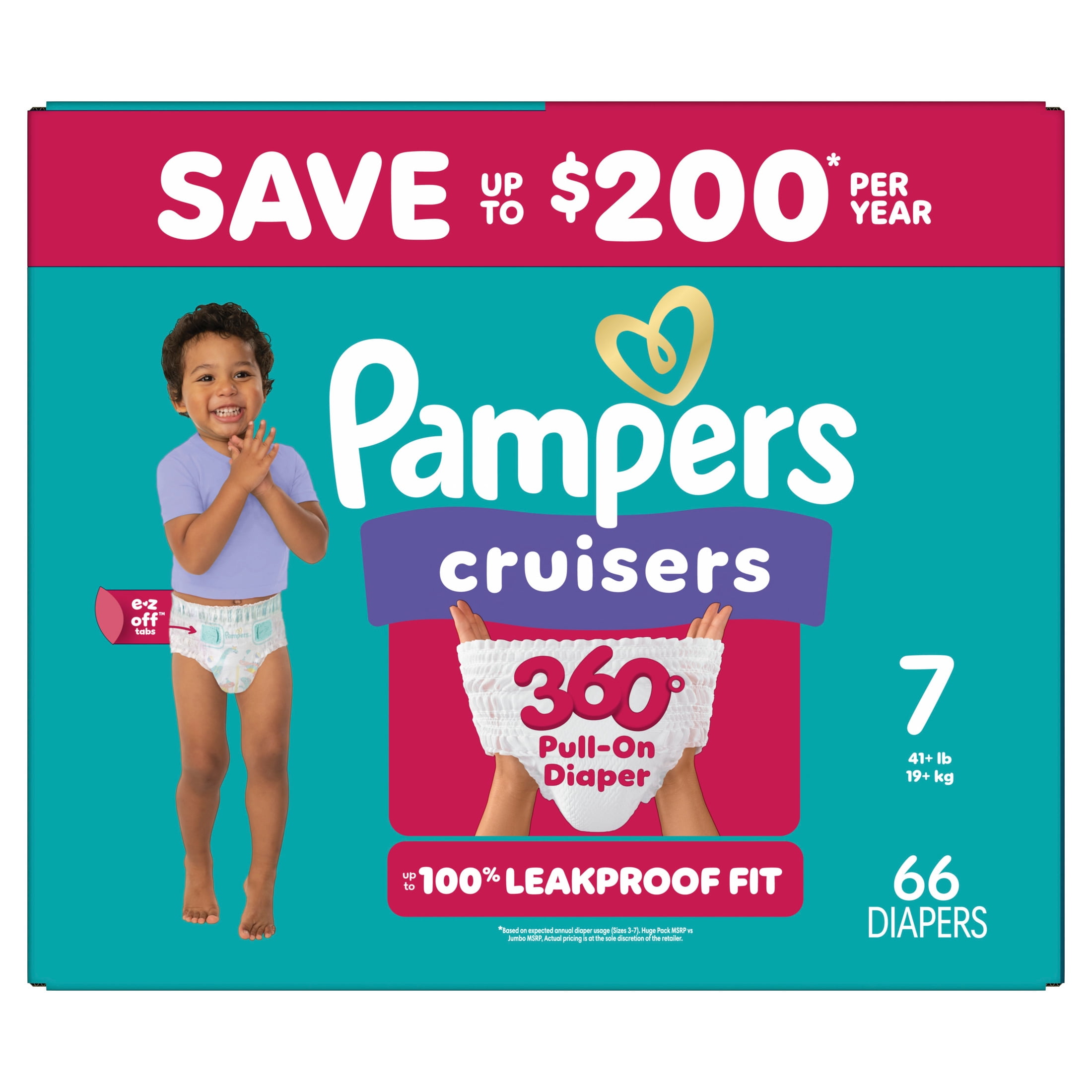 Pampers Cruisers 360 Baby Diapers Size 7, 66 Count (Select for