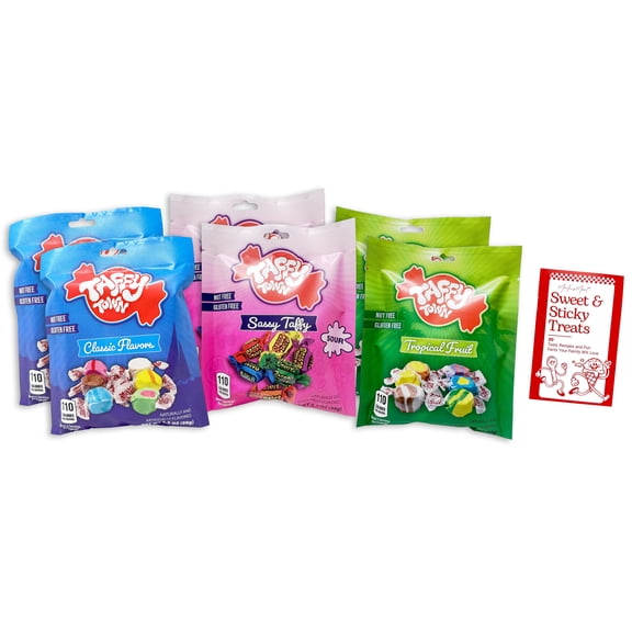 Taffy Town Taffy Candy - Tropical Fruit, Sassy, Classic - 3 Flavors; 2 each (3.5 oz) | MerlinsMart Zine