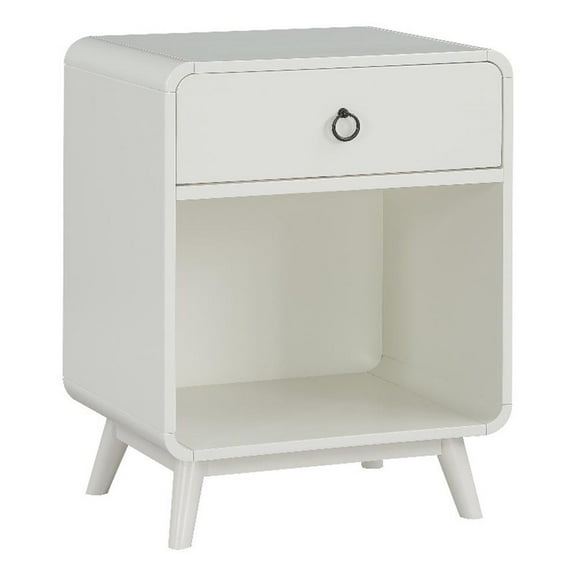 Furniture of America Ocala Mid-Century Wood 1-Drawer Side Table in Antique White