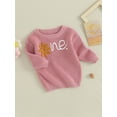 thumbnail image 2 of ZAXARRA Baby Girl Fall Winter Sweater, Flower Letter Pattern Long Sleeve Crewneck Infant Knitwear Pullover Warm Clothes, 2 of 8