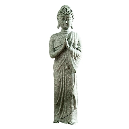 kowaku Sandstone Collectible Sculpture Meditating Figurines Handcrafted Home Zen Ornament Buddha Statue for Porch Living Room Tabletop Decor Hotel Stand 01 5.5cmx3.5cmx18cm