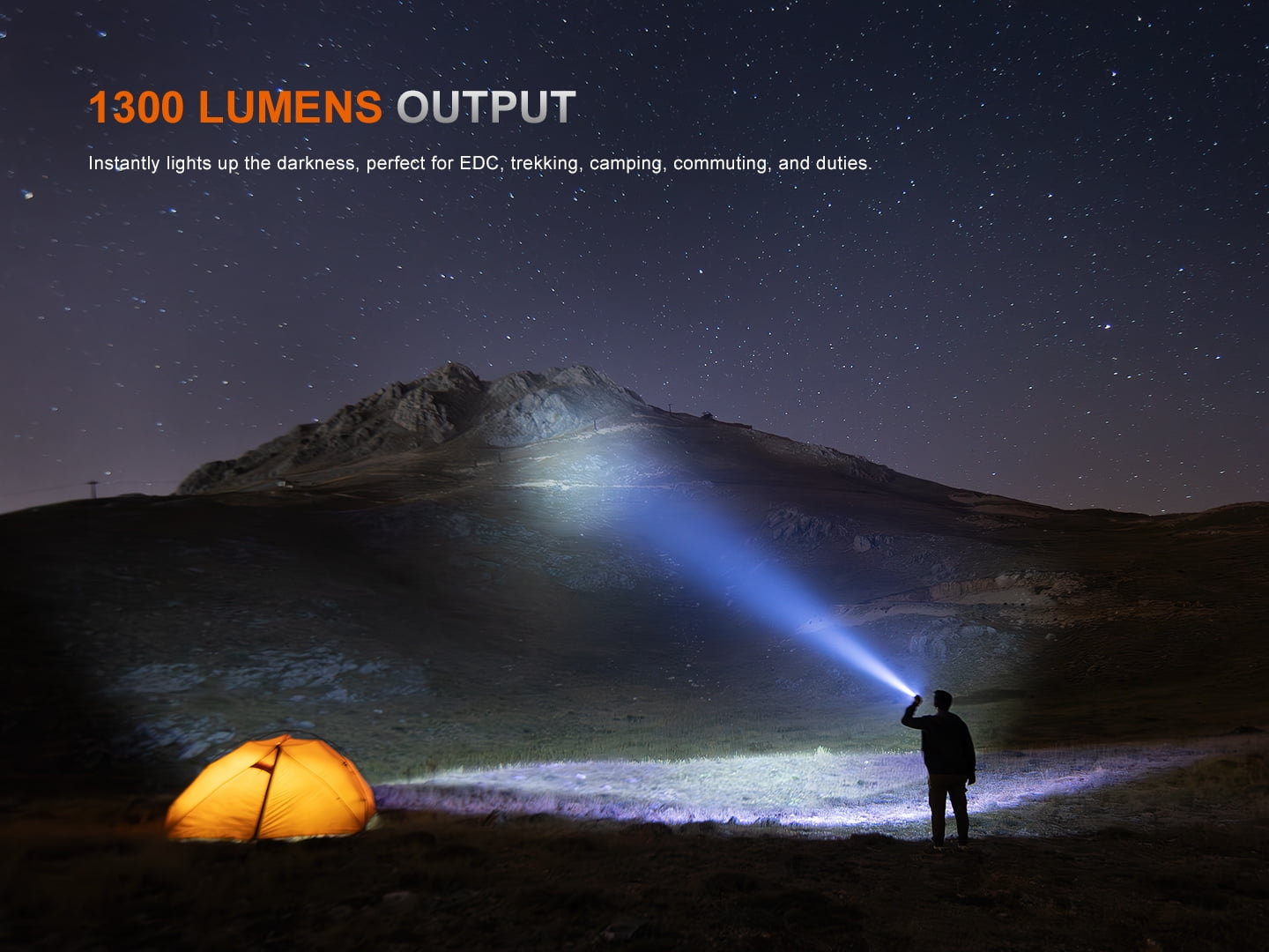 Fenix PD26R ACE 1300 Lumen Custom Mode Set Rechargeable EDC Flashlight + LumenTac Organizer