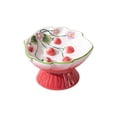thumbnail image 1 of Pink Ceramic Strawberry Slow Food Bowl Pink Tall Design Anti Choking Pet Dish For Cats Dogs, 1 of 6
