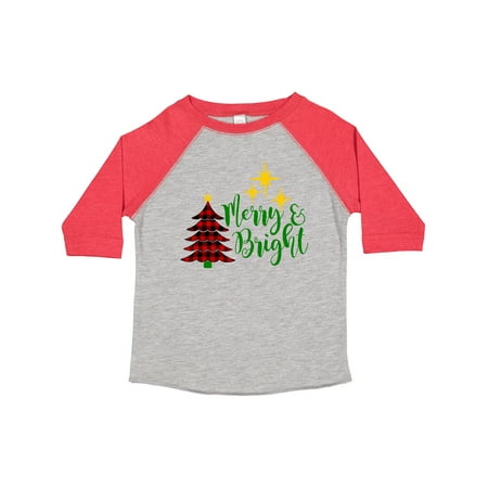 

Inktastic Christmas Merry and Bright Red Plaid Tree and Yellow Stars Gift Toddler Boy or Toddler Girl T-Shirt