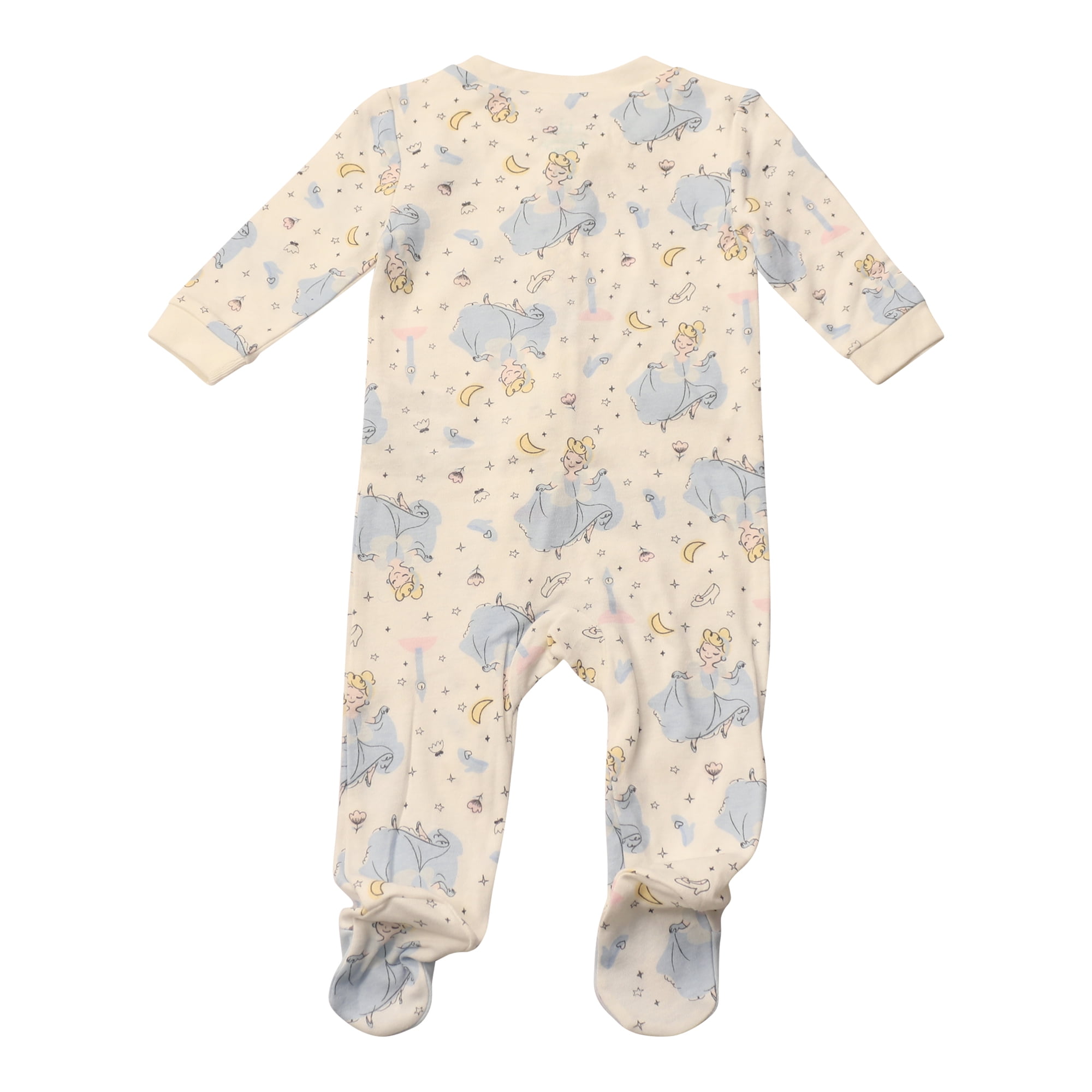 Disney Clothes Baby Girls 2-Pack Quilted Footie Coveralls - Minnie Mouse, Princess Cinderella and Tiana Bodysuits (0/3M-6/9M)