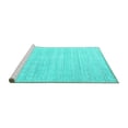 thumbnail image 2 of Ahgly Company Machine Washable Indoor Round Solid Turquoise Blue Modern Area Rugs, 6' Round, 2 of 4