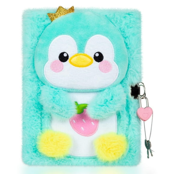 Peluche de pingüino Diary YOYTOO con candado y llave para niñas de 5 a 12 años