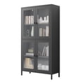 thumbnail image 5 of 59" Metal Storage Cabinet Display Cabinet with 4 Glass Doors & 4 Shelves,Cabinet Bookcase Side Cabinet for Home Office Living Room,Black 01, 5 of 8