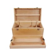 Artist's Loft Solid Beechwood Art Supply Storage Box - Adjustable Organizer with Removable Tray - Natural - 16 x 7.8 - 1-Pack