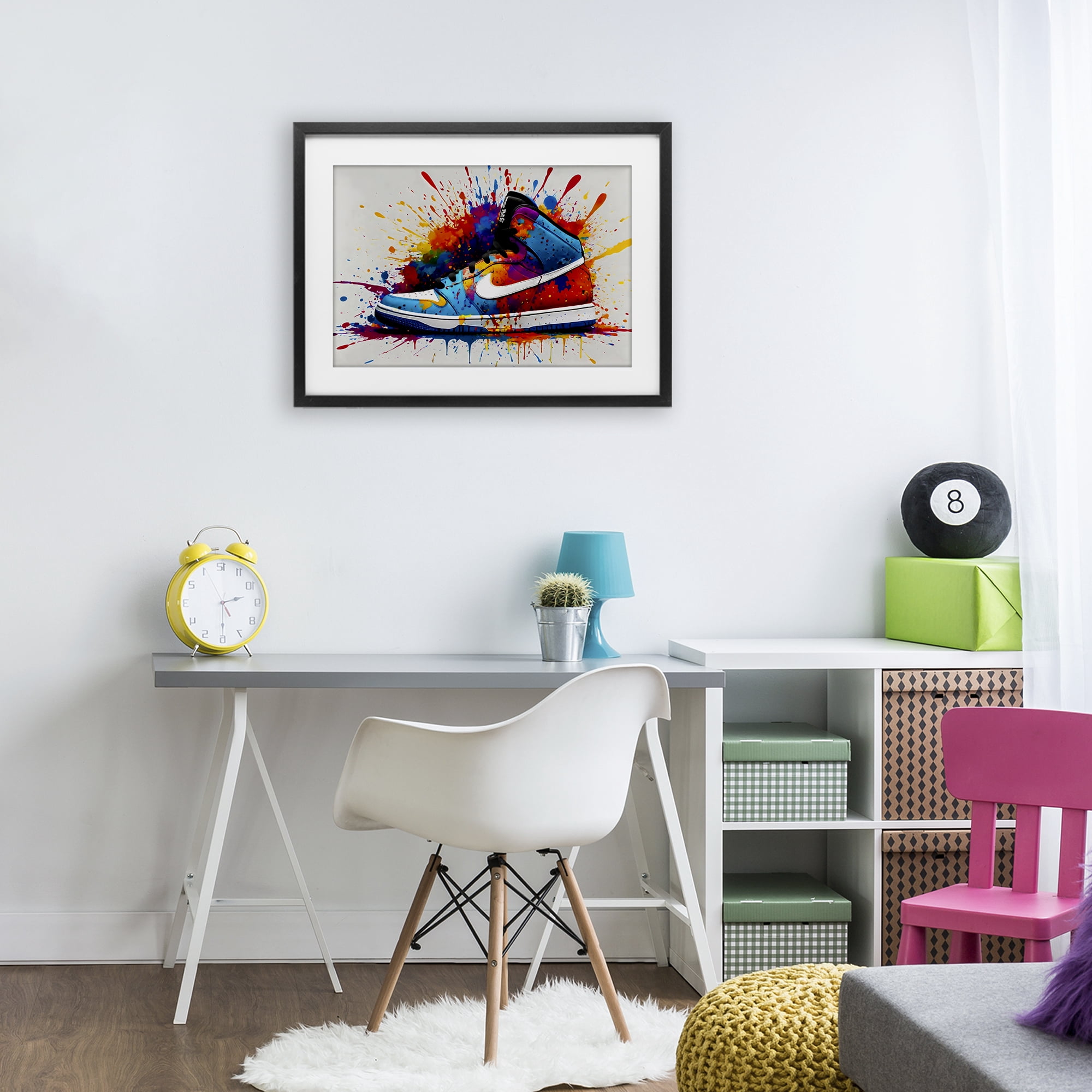 Stupell Industries Centric Sneaker Splash Black Framed Print Under Glass, design by Creative Studio