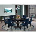 thumbnail image 7 of Luxe by East West Furniture 7 Piece Dining Table Set Includes 48" Round Table In Navy Blue Color, 7 of 7