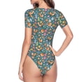 thumbnail image 4 of Naloa Foxes and Birds in Forest Women's Short-Sleeved Onesie, One-Piece Swimsuit for Parties, dates, clubs - Large, 4 of 9