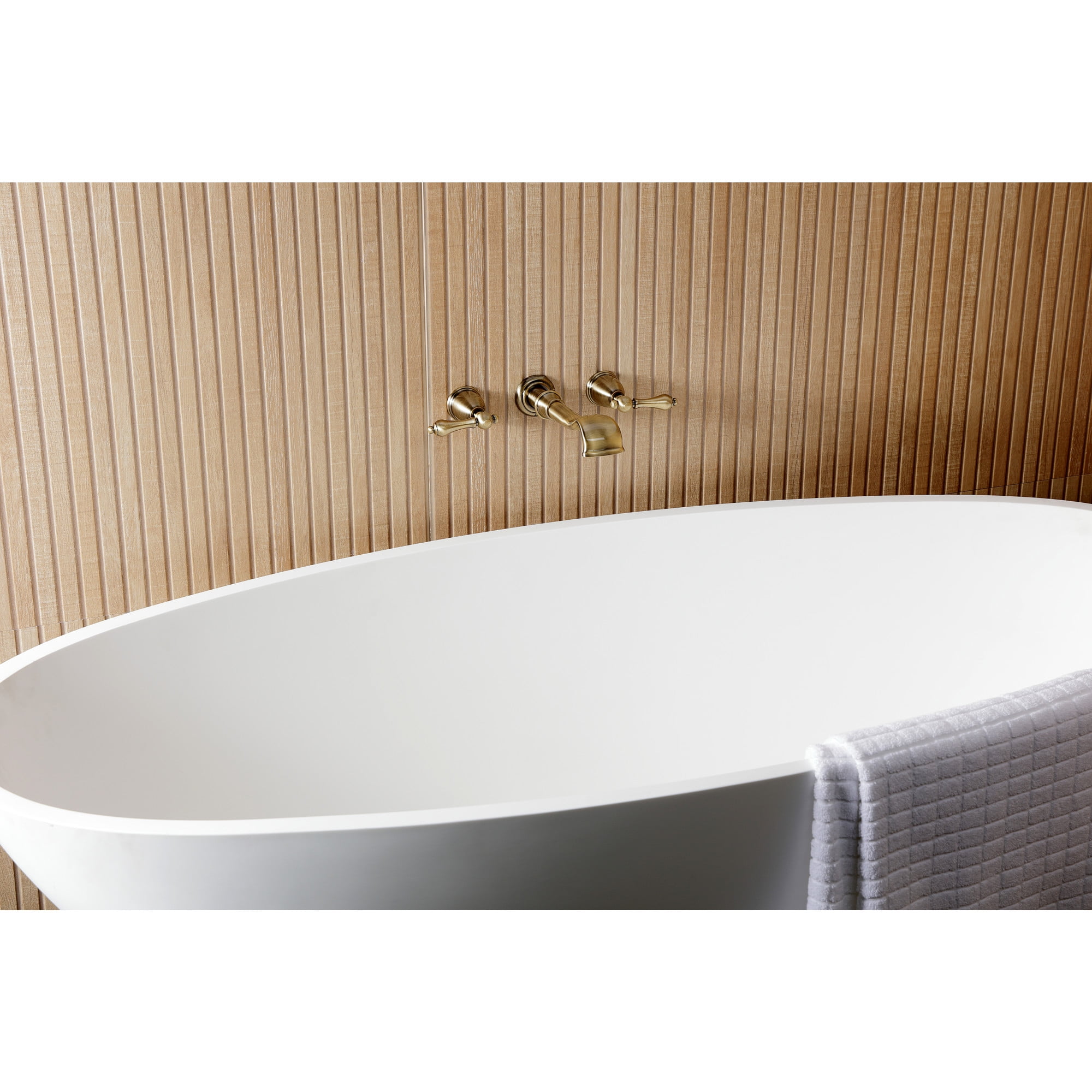 Kingston Brass KS5023AL  Two-Handle Wall Mount Roman Tub Faucet, Antique Brass