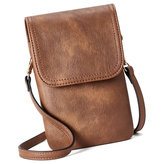 Hyuwdianzi Women's Crossbody Cell Phone Wallet Purse Messenger Bag, Brown