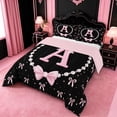 thumbnail image 2 of meiyoeat Bowknot Letter Print A Full Size Comforter Sets For Girls,Girly Pink Bow Bedding Comforter Set For Kids,Pink Reversible,3pcs, 2 of 7