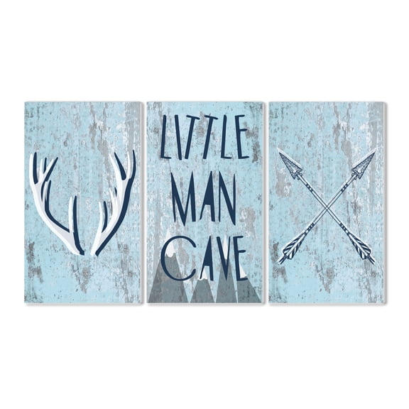 Stupell Industries Little Man Cave Rustic Blue Art for Kids Painting Unframed Art Print Wall Art, 10 x 15