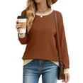 thumbnail image 3 of Fantaslook Color Block Sweatshirts for Women Crewneck Long Sleeve Shirts Fashion Tops Pullover Sweatshirts Fall Outfits, 3 of 9