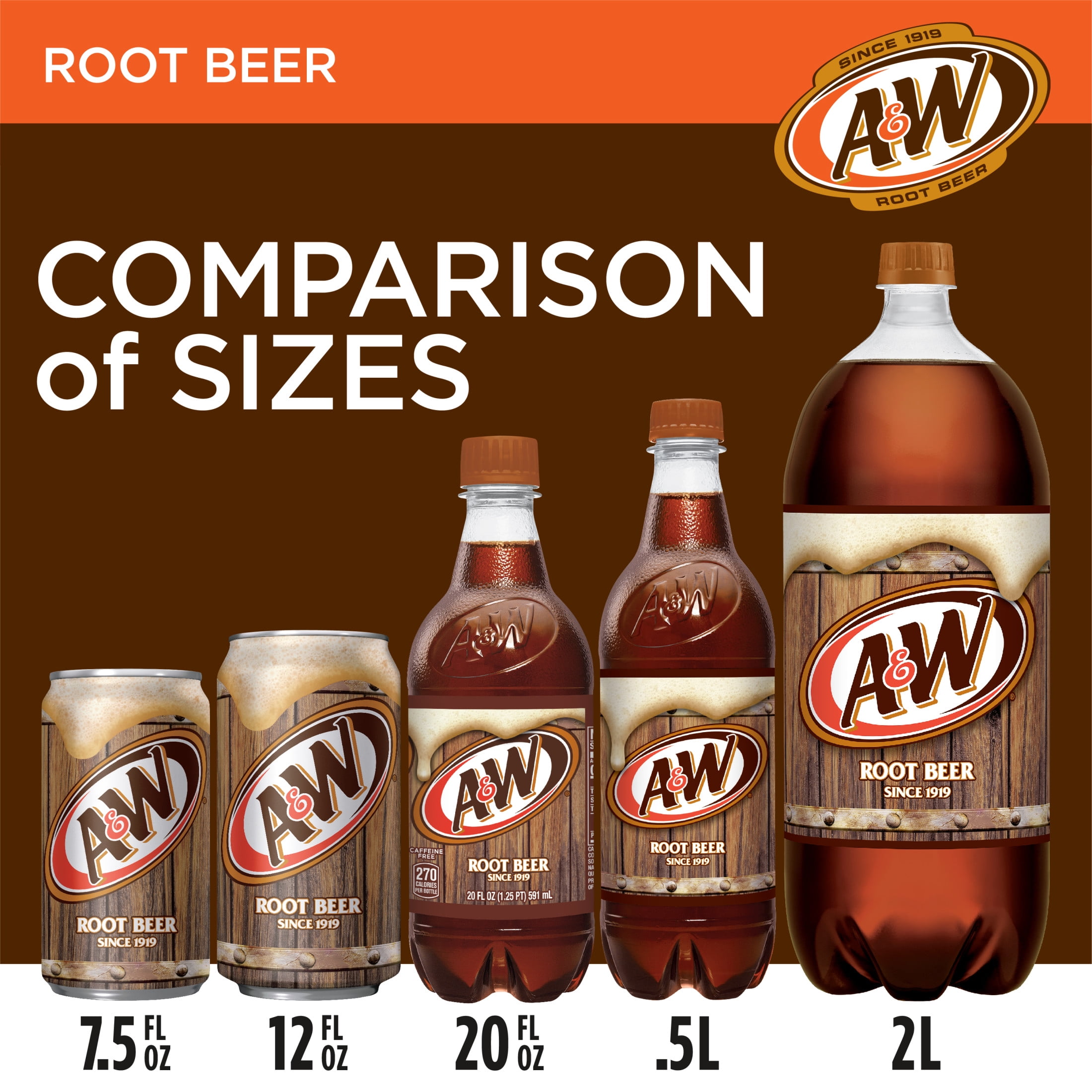 A&W Root Beer Soda Pop, 20 fl oz, Bottle