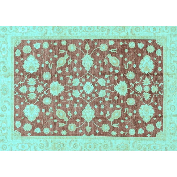 Ahgly Company Indoor Rectangle Oriental Light Blue Traditional Area Rugs, 2' x 5'
