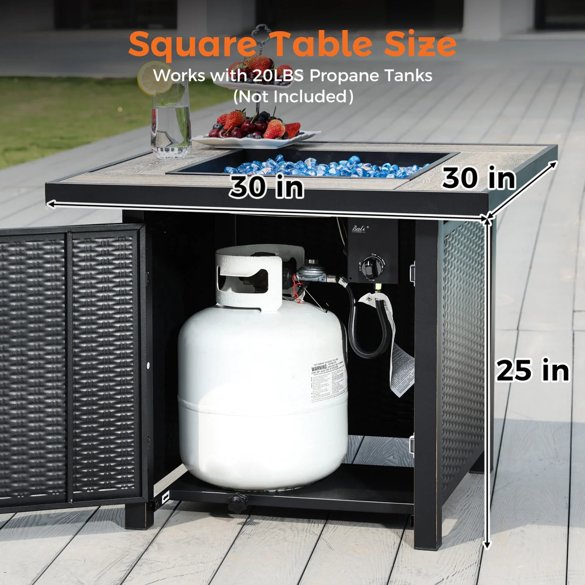 BALI OUTDOORS Propane Gas Fire Pit Table with Lid for Outside Backyard, Patio 50000 BTU 30 inch