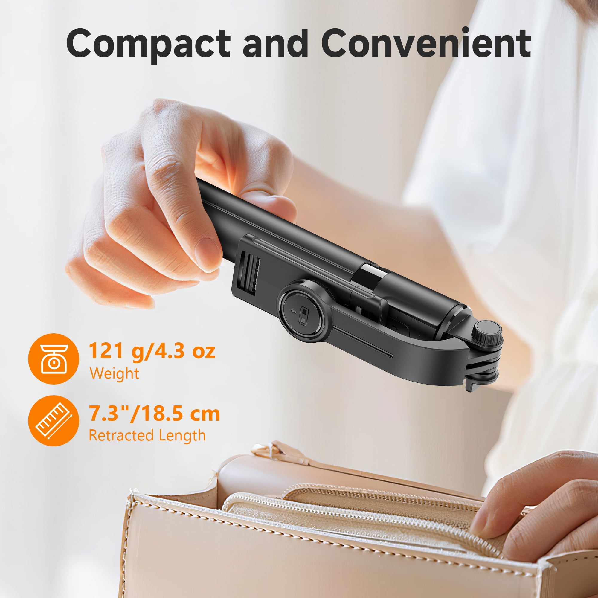 Portable Selfie Stick Tripod, 4 in 1 Extendable Phone Tripod Stand with Detachable Wireless Remote & Phone Holder 360°Rotating Mini Travel Tripod Compatible with iPhone 16/15/14 Pro Max/Android/Gopro