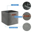 thumbnail image 5 of Tegance 13x13 Storage Cubes Baskets 4 Pack Fabric Cube Storage Bins Large Storage Baskets with Leather Handles,Decorative Storage Boxes for Organizing Shelves(Grey), 5 of 11