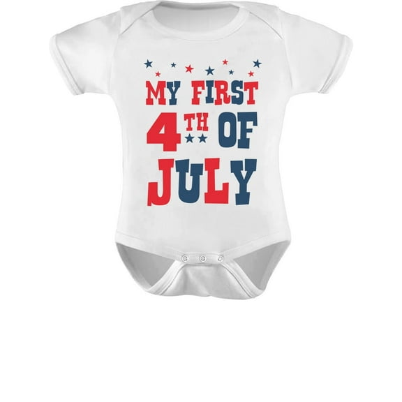 My First 4th of July Baby Boy Girl Outfit American Flag USA Baby Bodysuit 6M White