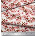 thumbnail image 3 of Soimoi White Heavy Satin Fabric Blossom Floral Printed Craft Fabric by the Yard 54 Inch Wide, 3 of 3