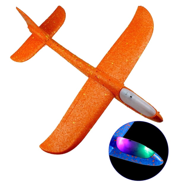 Aviones planeadores Aviones de planeador voladores con luz LED de destello 18.9 "Modo vuelo en espuma Vuelo de aire Avión aeroacrobacia Juego de deportes al aire libre Regalo para niños 3 4 5 6 7 Abanopi Aviones planeadores