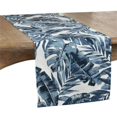 

SARO 1931.NB1690B 16 x 90 in. Oblong Outdoor Runner with Blue Tropical Leaf Design