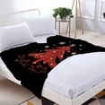 thumbnail image 3 of Durable Soft & Warm Flannel Blanket - Cozy Red Floral Pattern Perfect for Sofa Travel Bed & Chair - Festive Holiday Spirit, 3 of 7