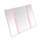 thumbnail image 2 of Espejo de maquillaje LED triple rosa, espejos cosméticos plegables para mesa de baño de viaje, 2 of 8