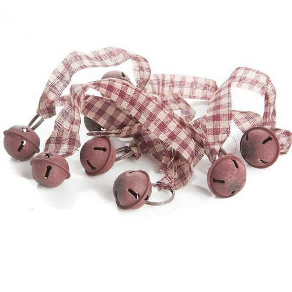 Small Rustic Burgundy Sleigh Bells and Home Spun garlands