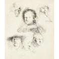 thumbnail image 3 of Rembrandt van Rijn 15x17 Black Modern Framed Museum Art Print Titled - Studies of the Head of Saskia and Others (1636), 3 of 5