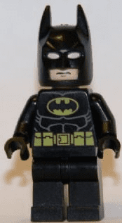 LEGO Batman Minifigure Superheroes black Suit w/ Yellow Belt Crest Type 2 cowl 