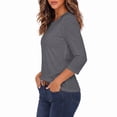 thumbnail image 2 of Women's 3/4 Sleeve Crew Neck Cotton T Shirts Soft Stretchy Casual Daily Wear Layering Tops Classic Fit, 2 of 8