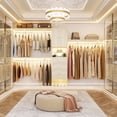 thumbnail image 5 of iSunirm 120" Large Closet System with Drawers and Doors, 10FT Heavy Duty Closet Organizer System with Hanging Rods and Shelf Towers, Walk-in Closet for Bedroom, 1300+ LBS Weight Capacity, White Oak, 5 of 7